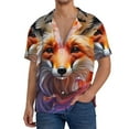 thumbnail image 1 of Pofeuu Color Splash Fox Portrait Print Mens Casual Short Sleeve Shirts Beach Summer Spread Collar Pocket Tops Men's Casual Short-sleeved Shirt-XX-Large, 1 of 5