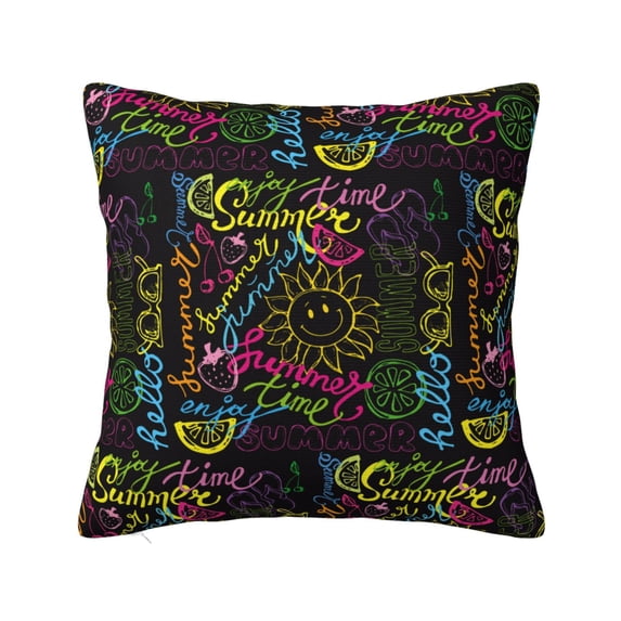 Pofeuu Color Summer Print Double-sided plush pillowcase Square Throw Pillow Covers Pillows Cover for Living Room Bedroom Sofa Couch Cushion Cover(No pillow core)-24"x24"