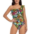 thumbnail image 1 of Pofeuu Color Summer Print Women's One Piece Swimsuits One Shoulder Swimwear Asymmetric Ruffle Monokinis Bathing Suits-X-Large, 1 of 6