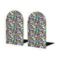 thumbnail image 1 of Pofeuu Colored Glass Print Large Bookend Hold Heavy Books- Wood Bookends for Heavy Books Heavy Duty Book Ends Wood Bookends for Office Desk Non-Skid, 1 of 7