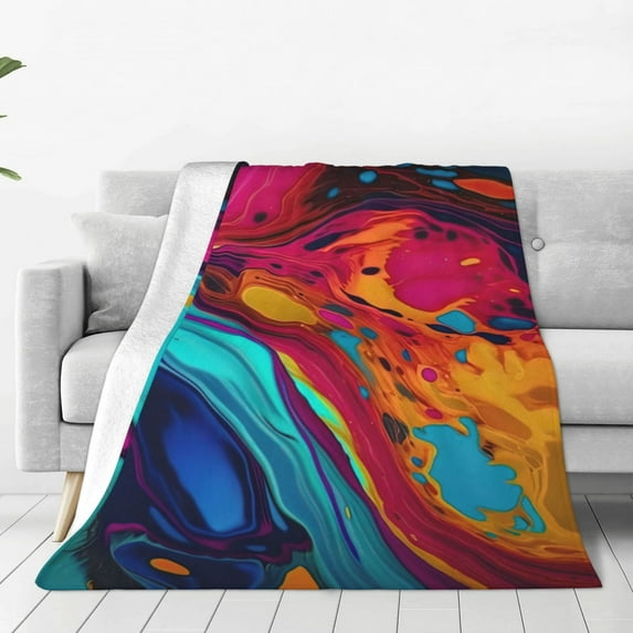 Pofeuu Colorful Abstract Swirls Print Ultra-Soft Micro Fleece Blanket,for Bed Or Sofa,All Season Throw Blankets Flannel Blanket-50"x40"