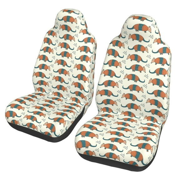 Pofeuu Colorful Armadillos Print Automotive Car Seat Covers Flat Cloth Full Set Seat Covers,Car Seat Covers front seats for Cars Trucks and SUVs(Two packs)