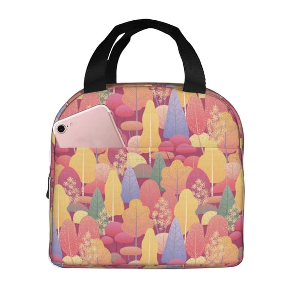 Pofeuu Colorful Autumn Forest Trees Print Lunch Bag Lunch Box Insulated Lunch Bag Adult Lunch Box for Men and Women