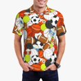 thumbnail image 1 of Pofeuu Colorful Balls Print Men's Loose Fit Midweight Short-Sleeve Pocket Polo-Large, 1 of 6