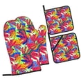 thumbnail image 1 of Pofeuu Colorful Bananas Print Oven Mitts and Pot Holders 4 pcs Set,High Heat Resistant 500 Degree Extra Thicken Long Kitchen Cotton Oven Glove for Cooking, 1 of 6