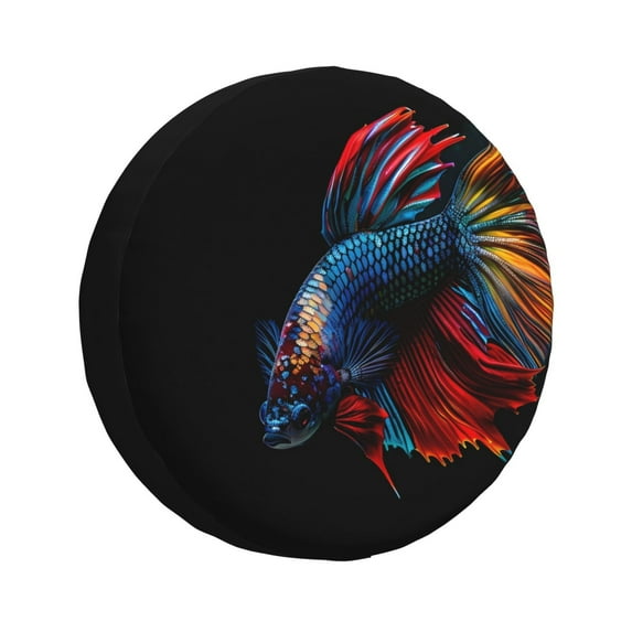 Pofeuu Colorful Betta Fish Print Spare Tire Wheel Cover for Car Truck SUV Camper Universal Fit Spare Tire Cover RV Spare Tire Covers-15 inch
