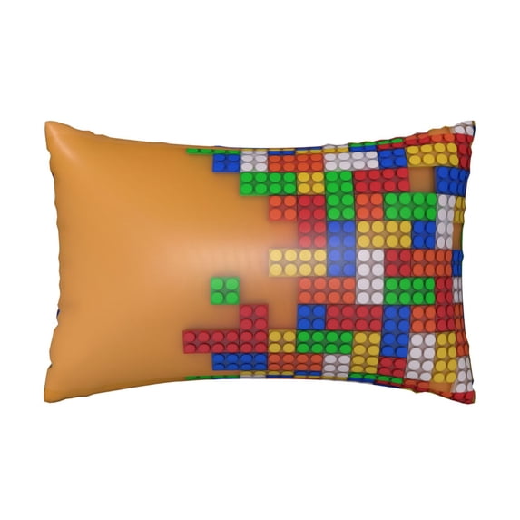 Pofeuu Colorful Building Blocks A Print Satin Pillowcase for Hair and Skin Pillow Cases, Silk Pillow Cases, Soft Cooling Pillow Covers, 20x30 Inches(Pillow core not included)