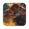 thumbnail image 1 of Pofeuu Colorful Bull Western Man Print Leather Coasters Set of 6, Round Cups Mugs Mat Pad for Home Kitchen Heat Resistant Drink Coasters,Square, 1 of 7