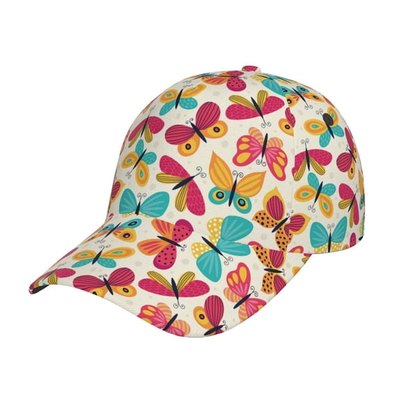 Pofeuu Colorful Butterflies Print Adult Adjustable Embroidered Graphic Baseball Hat for Men and Women