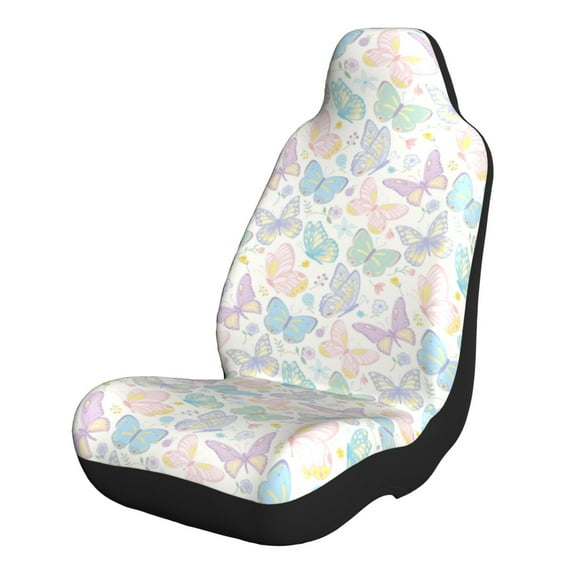 Pofeuu Colorful Butterfly Print Automotive Car Seat Covers Flat Cloth Full Set Seat Covers,Car Seat Covers front seats for Cars Trucks and SUVs-2 PCS