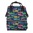thumbnail image 1 of Pofeuu Colorful Carp Streamer 1 Print Diaper Bag Backpack, Multifunction Travel Pack Maternity Baby Changing Bags, Large Capacity, Waterproof, 1 of 6
