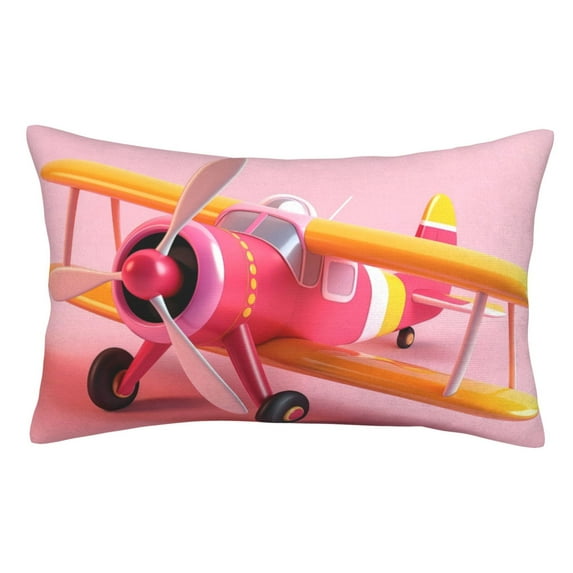 Pofeuu Colorful Cartoon Biplane Print Polyester Microfiber Plush Pillowcases, Super Soft and Cozy Pillow Case Covers with Envelop Closure（Pillow core not included）-14"x20"