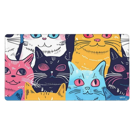 Pofeuu Colorful Cats Pattern Art Print Mouse Pad,Rubber, Multipurpose Comfortable Waterproof Mousepad Desk Mat for Gamer Office Home