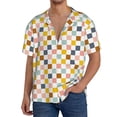 thumbnail image 1 of Pofeuu Colorful Checkered 1 Print Mens Casual Short Sleeve Shirts Beach Summer Spread Collar Pocket Tops Men's Casual Short-sleeved Shirt-Medium, 1 of 5