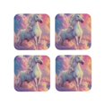 thumbnail image 1 of Pofeuu Colorful Cloud White Horse Print Coasters for Drinks, 4Pack PU Leather Coasters, Bar Drink Coasters for Tabletop Protection, Furniture from Damage-Square, 1 of 6