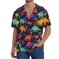 thumbnail image 1 of Pofeuu Colorful Dinosaur Print Mens Casual Short Sleeve Shirts Beach Summer Spread Collar Pocket Tops Men's Casual Short-sleeved Shirt-Medium, 1 of 5