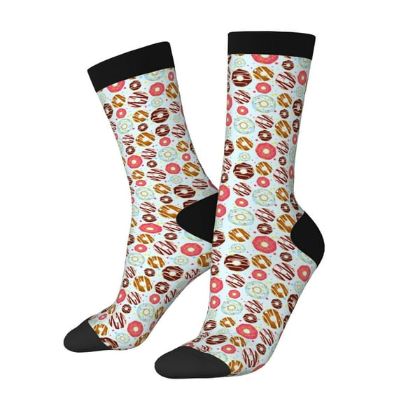 Pofeuu Colorful Donuts Print Crew Socks, Adult Running Hiking Socks for Youth and Adult