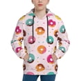 thumbnail image 1 of Pofeuu Colorful Donuts Print Kids Pullover Hoodies Warm Thick Hooded Sweatshirt with Packet for Boys Girls-X-Large, 1 of 6