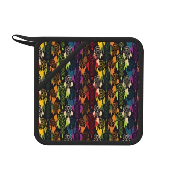 Pofeuu Colorful Dreamcatcher Print Silicone Trivet Mats,Silicone Hot Pads for Kitchen, Silicone Trivets for Hot Pots and Pans, Silicone Hot Pad