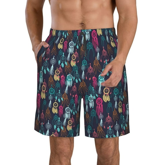 Pofeuu Colorful Dreamcatcher1 Prin Men's Swim Trunks Quick Dry Bathing Suit Swimming Board Shorts Mesh Lining Beach Swimwear-Medium