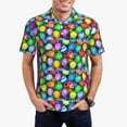thumbnail image 1 of Pofeuu Colorful Easter Eggs1 Print Men's Loose Fit Midweight Short-Sleeve Pocket Polo-Large, 1 of 6