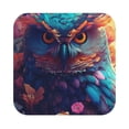 thumbnail image 1 of Pofeuu Colorful Feather Owl Print Leather Coasters Set of 6, Round Cups Mugs Mat Pad for Home Kitchen Heat Resistant Drink Coasters,Square, 1 of 7