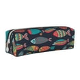 thumbnail image 1 of Pofeuu Colorful Fish Print Leather Pencil Case, Leather Pencil Pouch Large Capacity, Big Pencil Pouch with Zipper Vintage Pen Bag Fountain Pen Holder, 1 of 7