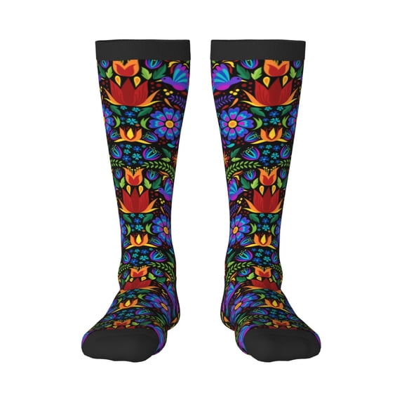 Pofeuu Colorful Floral Print Stockings, Adult Running Hiking Socks for Youth and Adult