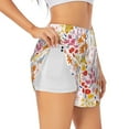 thumbnail image 1 of Pofeuu Colorful Floral Print Women's Athletic Shorts Running Workout Shorts Tummy Control Quick Dry Gym Shorts with Pockets Double layer sports shorts-Small, 1 of 7