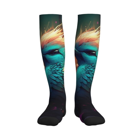 Pofeuu Colorful Flower Bird Print Compression Socks for Women & Men Circulation - Best Support for Nurses,Running,Athletic,Sports