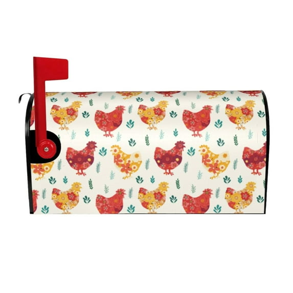 Pofeuu Flower Chicken Print Mailbox Covers Letterbox Cover Mailbox Wrap for Home Garden Yard Outdoor Decor -25.5x21 in