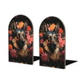 thumbnail image 1 of Pofeuu Colorful Flower German Shepherd Print Large Bookend Hold Heavy Books- Wood Bookends for Heavy Books Heavy Duty Book Ends Wood Bookends for Office Desk Non-Skid, 1 of 7