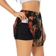 thumbnail image 1 of Pofeuu Colorful Flower German Shepherd Print Women's Athletic Shorts Running Workout Shorts Tummy Control Quick Dry Gym Shorts with Pockets Double layer sports shorts-Medium, 1 of 7