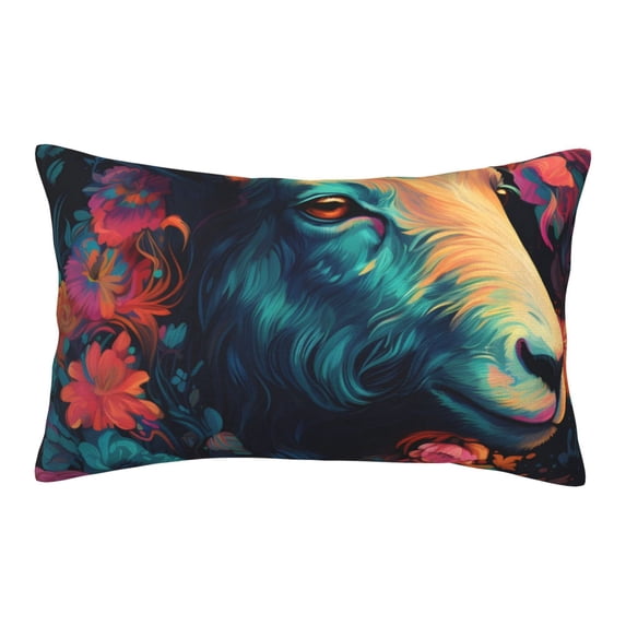 Pofeuu Colorful Flower Goat Print Polyester Microfiber Plush Pillowcases, Super Soft and Cozy Pillow Case Covers with Envelop Closure(Pillow core not included)-20"x30"