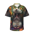 thumbnail image 1 of Pofeuu Colorful Flower Meditating Hamster Print Hawaiian Shirt for Men Sleeves Casual Button Down Summer Beach Dress Shirts T-Shirts,Small, 1 of 7