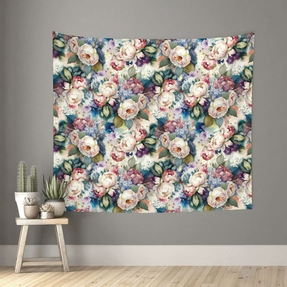 Pofeuu Colorful Flowers Print Wall Tapestry Decoration Wall Hanging Tapestry 60 x 51 Inch
