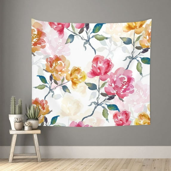 Pofeuu Colorful Flowers Print Wall Tapestry Decoration Wall Hanging Tapestry 60 x 51 Inch