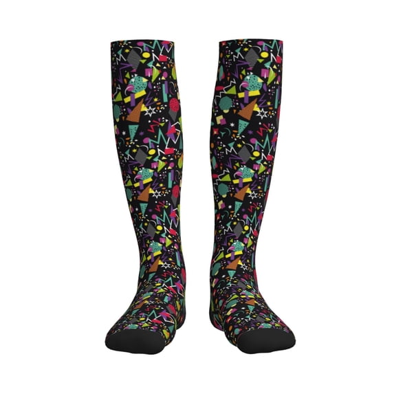 Pofeuu Colorful Geometric Figures Print Compression Socks for Women & Men Circulation - Best Support for Nurses,Running,Athletic,Sports
