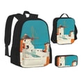 thumbnail image 1 of Pofeuu Colorful Greek Windmills Print Backpack Travel Backpacks With Lunch Bag Pencil Bag Set 3 pcs Set Cartoon Backpack, 1 of 7
