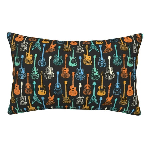 Pofeuu Colorful Guitar Print Polyester Microfiber Plush Pillowcases, Super Soft and Cozy Pillow Case Covers with Envelop Closure（Pillow core not included）-14"x20"