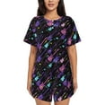 thumbnail image 1 of Pofeuu Colorful Guitar Print Women's Pajama Set Short/Shorts Soft Button PJs Elastic Drawstring Waist Sleepwear-Medium, 1 of 6
