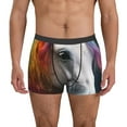 thumbnail image 1 of Pofeuu Colorful Haired White Horse Print Men’s Boxer Briefs, Moisture-Wicking Underwear, Regular,Trunk-Small, 1 of 5