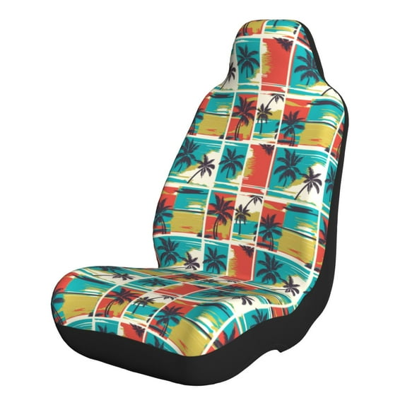 Pofeuu Colorful Hawaii Palms Print Automotive Car Seat Covers Flat Cloth Full Set Seat Covers,Car Seat Covers front seats for Cars Trucks and SUVs-1