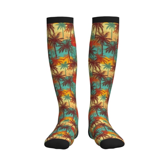 Pofeuu Colorful Hawaii Palms Print Compression Socks for Women & Men Circulation - Best Support for Nurses,Running,Athletic,Sports