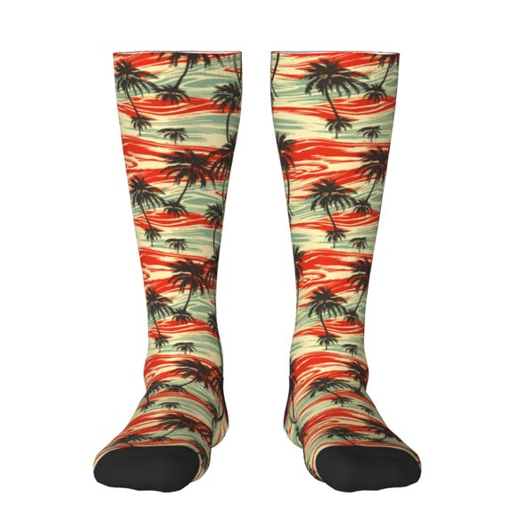 Pofeuu Colorful Hawaii Palms Print Stockings, Adult Running Hiking Socks for Youth and Adult