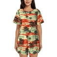thumbnail image 1 of Pofeuu Colorful Hawaii Palms Print Women's Pajama Set Short/Shorts Soft Button PJs Elastic Drawstring Waist Sleepwear-4X-Large, 1 of 6