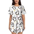 thumbnail image 1 of Pofeuu Colorful Hearts Penguin Print Women's Pajama Set Short/Shorts Soft Button PJs Elastic Drawstring Waist Sleepwear-Large, 1 of 6
