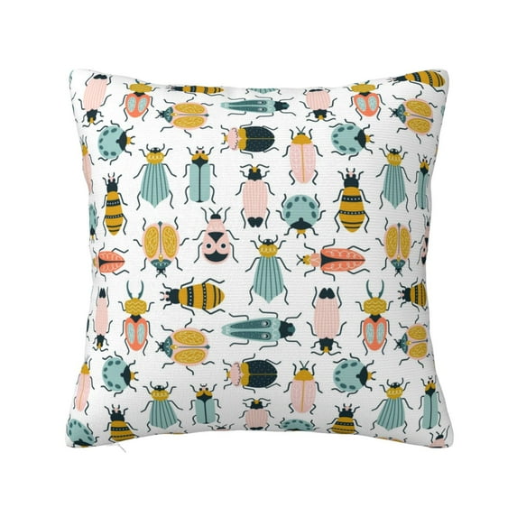 Pofeuu Colorful Insects Print Double-sided plush pillowcase Square Throw Pillow Covers Pillows Cover for Living Room Bedroom Sofa Couch Cushion Cover(No pillow core)-22"x22"