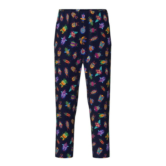 Pofeuu Colorful Insects Print Teenagers' Pajama Pants, Soft Lounge Pajama Pants with big pockets for Men Plaid Pj Bottoms-XS(5-6)