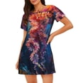 thumbnail image 1 of Pofeuu Colorful Jellyfish Abstract Print Women's Loose Fit Short Sleeve Nightgown, Comfortable Sleep Dress for Women, Casual Lounge Sleepwear, Soft Cotton Sleep Dress, 1 of 6
